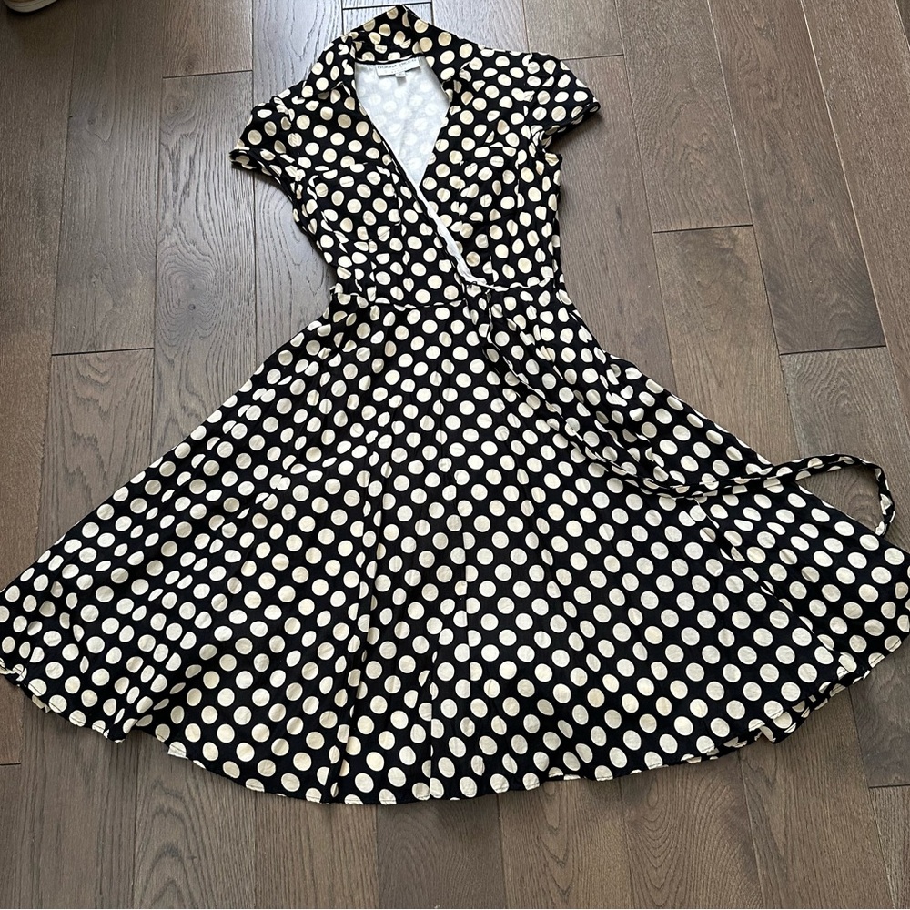 Donna Ricco Black and White Polka Dot Midi Dress